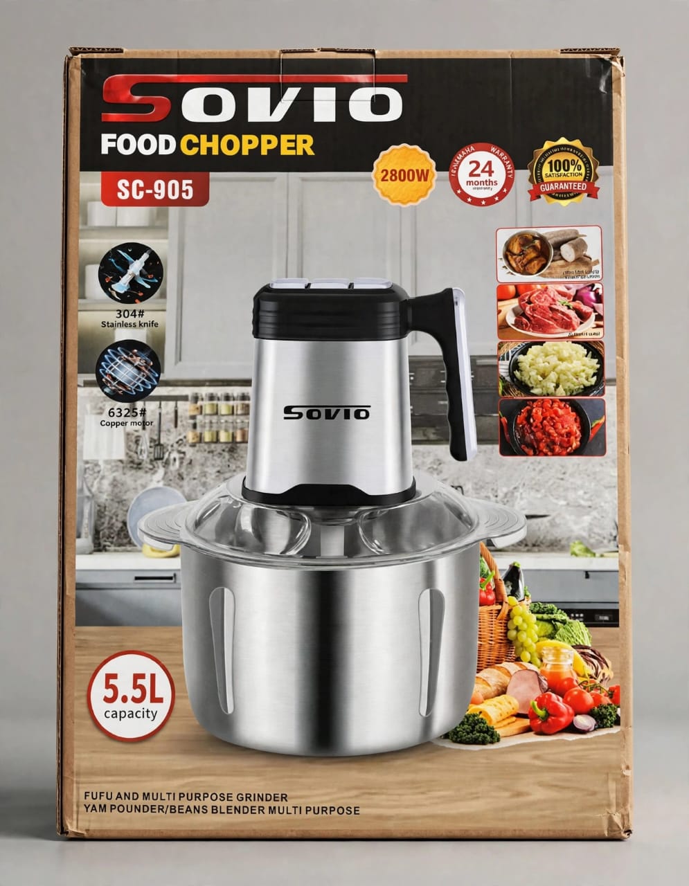 Mixeur-Hachoir multifonctions 5 Litres SOVIO